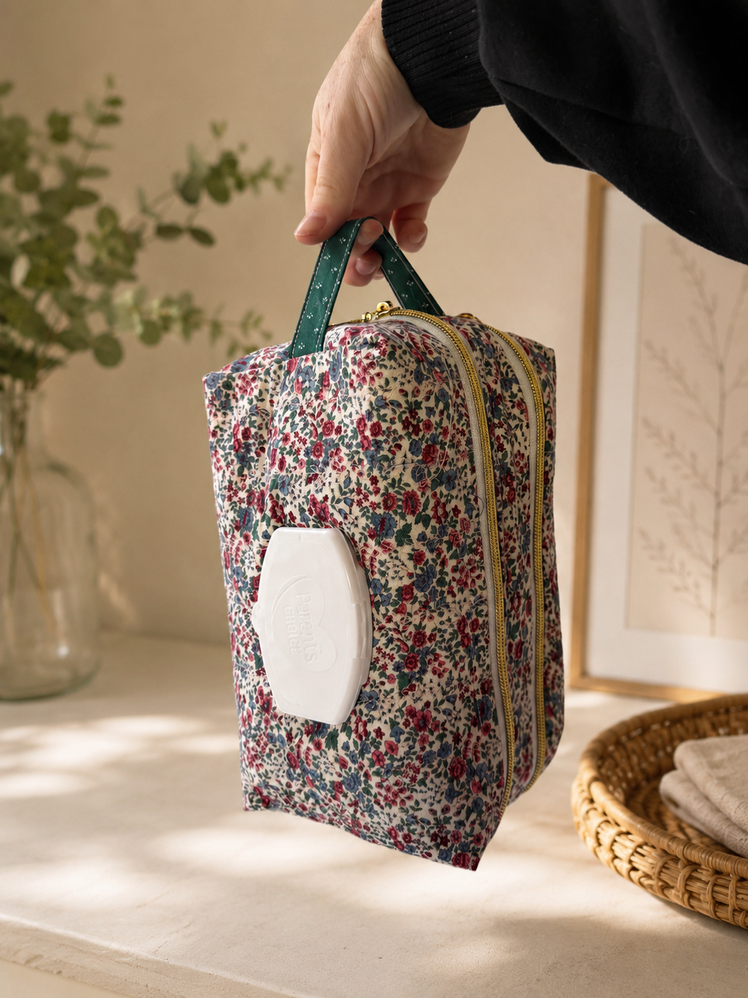 Quilted Diaper + Wipe Pouch